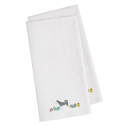 Carolines Treasures Siberian Husky Easter White Embroidered Kitchen Towel CK1687WHTWE